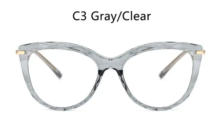 C3 gray clear С украшением в виде кристаллов с оправой, прозрачные линзы очки Для женщин Роскошные Винтаж солнцезащитные очки "кошачий глаз" в стиле ретро очки розовая оправа для очков, Женские оправы для очков - Цвет оправы: C3 gray clear