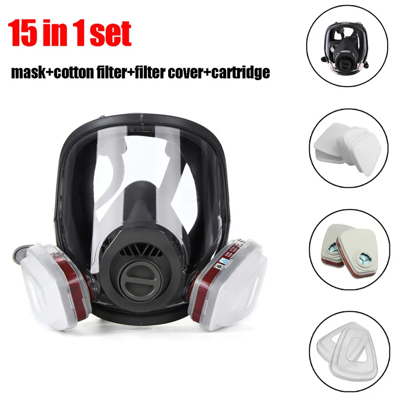

15 in 1 Painting Spraying Safety Respirator Gas Mask For 3 M 6800 Filter Gas Mask Full Face Facepiece Respirator
