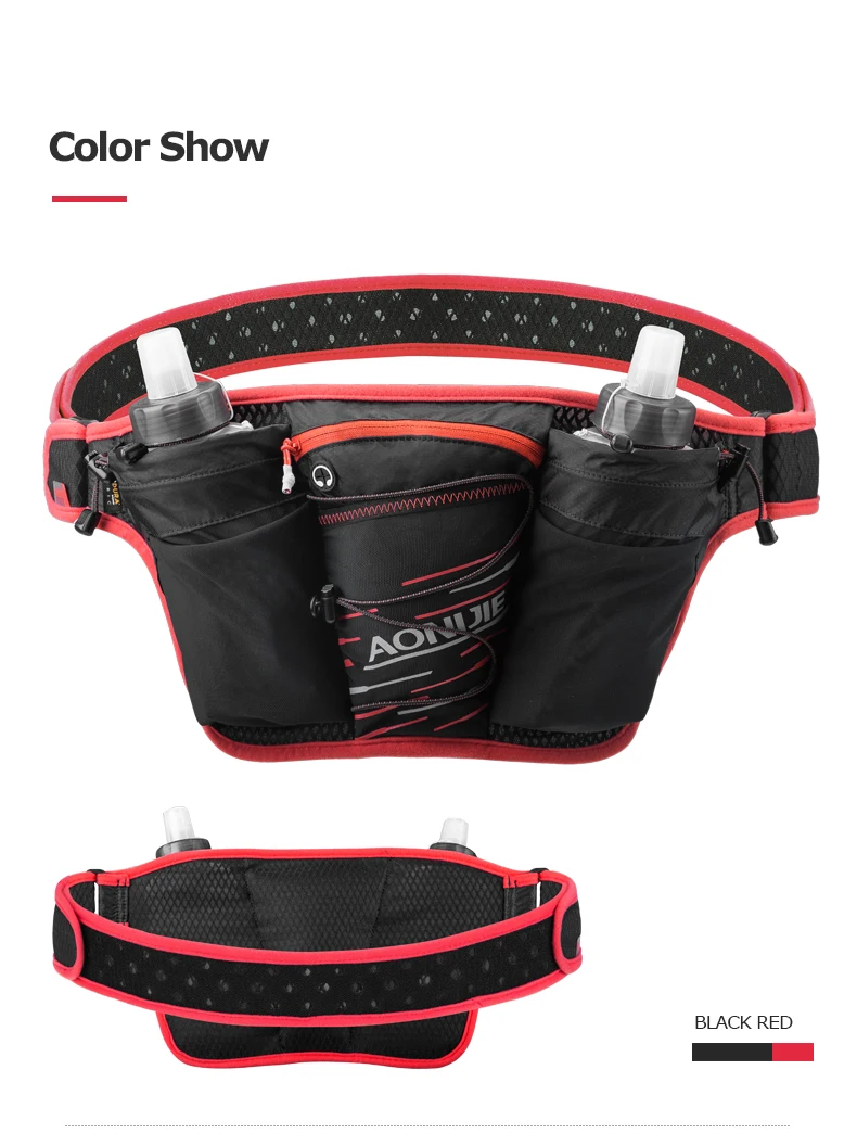 AONIJIE Hydration Belt Waist Bag Marathon Jogging Cycling Running Fanny Pack Cell Phone Holder Free 2pcs 500ml Water Bottle W959