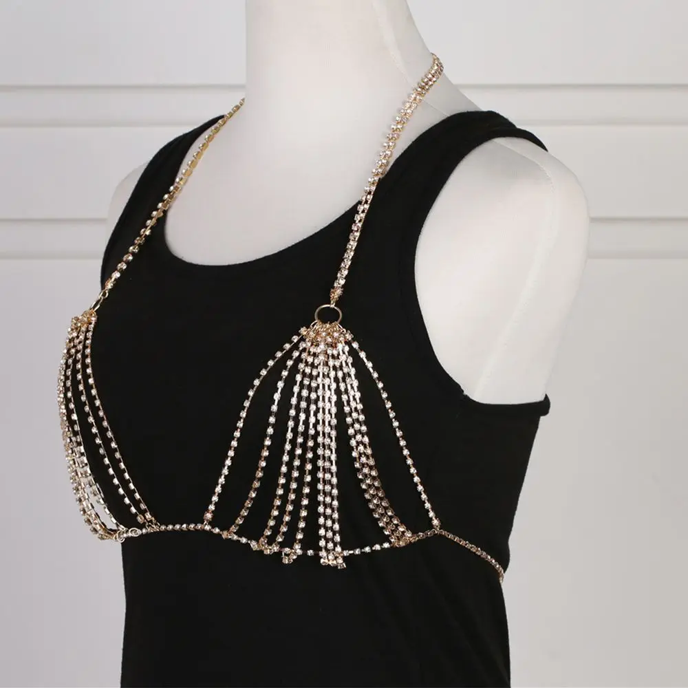Rhinestone Bra Chain Beach Jewelry Body Shiny Crystal Bra Chest Beach Bralette Harness Bikini Body Chain Sexy erotic lingerie women bikini set women strapless bras