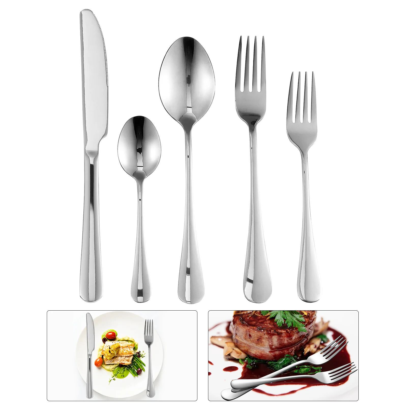 1PC Dinner Spoon or Fork Stainless Steel Soup Spoon Flatware Hotel Home Cutlery 