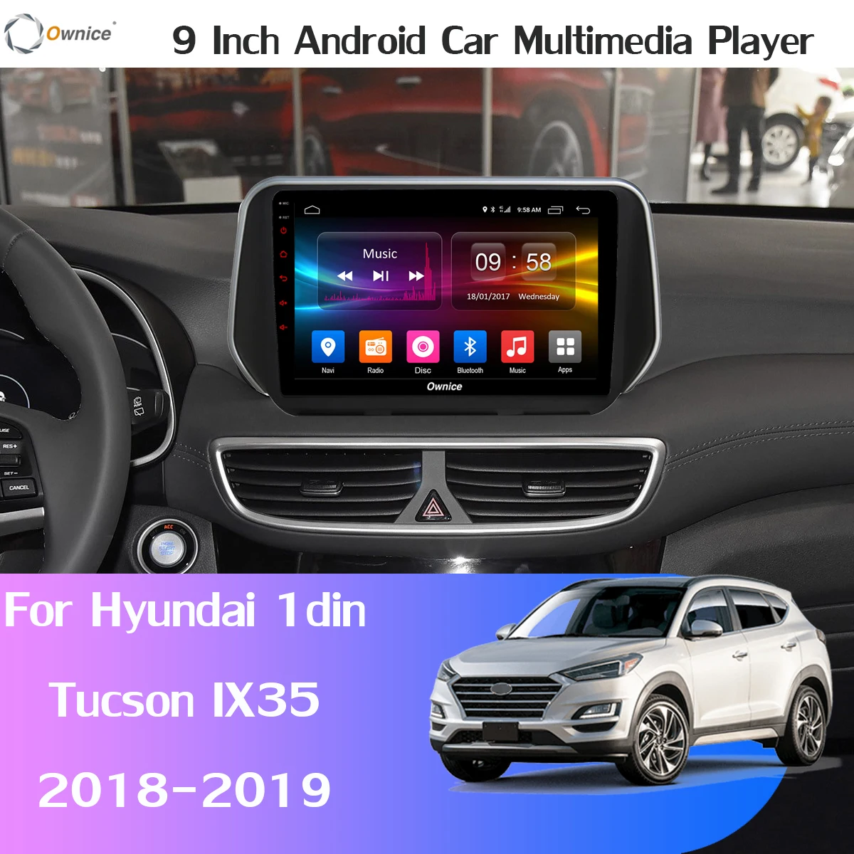 Best 1 din 360°Camera Android 9.0 8Core 4+64G GPS Radio CarPlay DSP Car Multimedia Player For Hyundai Tucson IX35 2018 2019 Head Unit 1