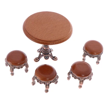 

1/12 Wood Dollhouse Miniature Wooden Furniture Miniature Round Wooden Coffe Stool/table New