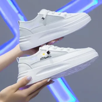 

Summer Women Platform Sneakers Fashion Casual Shoes Chunky Sneaker Ladies Mesh Lace Up Flat Vulcanized Shoes Woman Trainers 2020