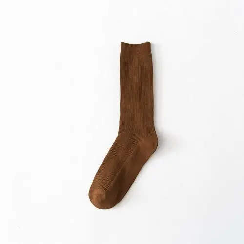 3 пар/лот = 6 штук, Осень-зима, одноцветные носки, повседневные женские Носки ярких цветов, модные женские носки - Цвет: Coffee D