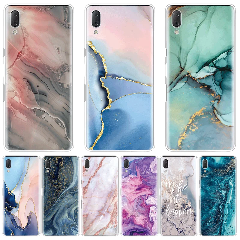 Мраморный Мягкий чехол из ТПУ для телефона Sony Xperia 10 5 II L4 L3 L2 XZ1 XZ2 Z5 Compact XA XA1 Ultra XA2 Plus
