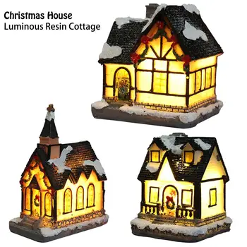 

Festival Led Light Wood House Christmas Tree Decorations For Home Nice Illuminated Wooden House DIY Gift Window Decoration Lamp