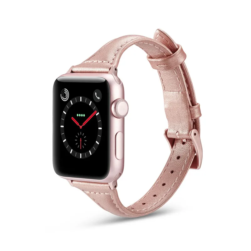 Ремешок из натуральной кожи для Apple Watch 4 Band 40 мм 44 тонкий спортивный браслет VIOTOO