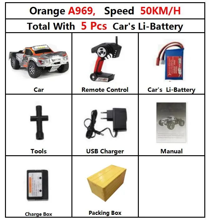 orange 50kmH a969 5b BestPrice Wltoys A969 Радиоуправляемый гоночный автомобиль 50 км/ч 70 км/ч RC Drift короткий курс грузовика дистанционного Управление 4-х колесный амортизатор для грузовиков - Цвет: orange 50kmH a969 5b