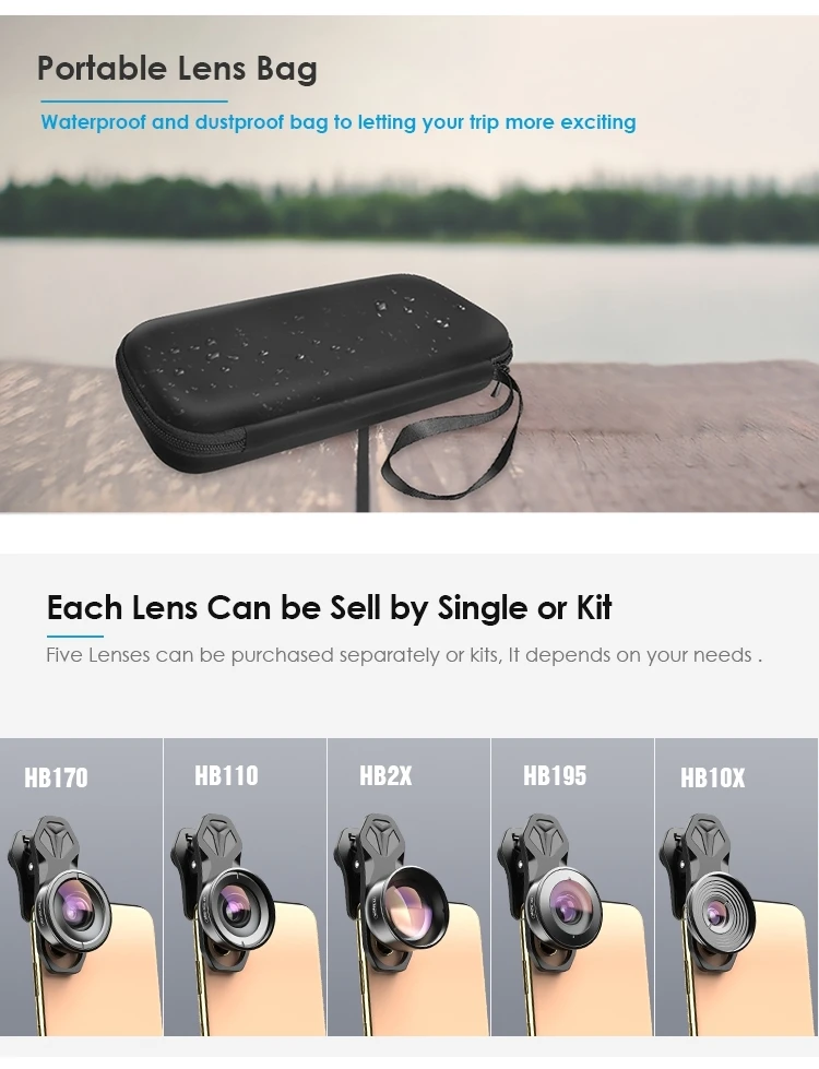 wide angle lens for mobile APEXEL HD 4K 5in1 Phone Lens Kit Phtography Macro Lens 110 170 Degree Super Wide Angle 2X Telephoto Lens With CPL Star Filters 20x zoom lens for mobile