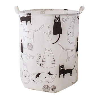 

Laundry Basket Hamper Storage Bin Organization Collapsible Laundry Basket Cat Print Toy Storage Box