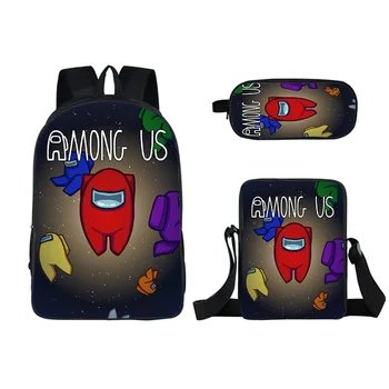 

3 Pcs/Set Hot Game Among Us Printing Kids School Backpack for Teenagers Boys Cartoon Children School Bags Girls Bookbag