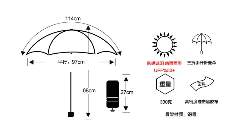 Korean-style Forest Deer Parasol UV-Protection Vinyl Parasol Women's Sun-resistant Three Fold Folding Umbrella Wholesale