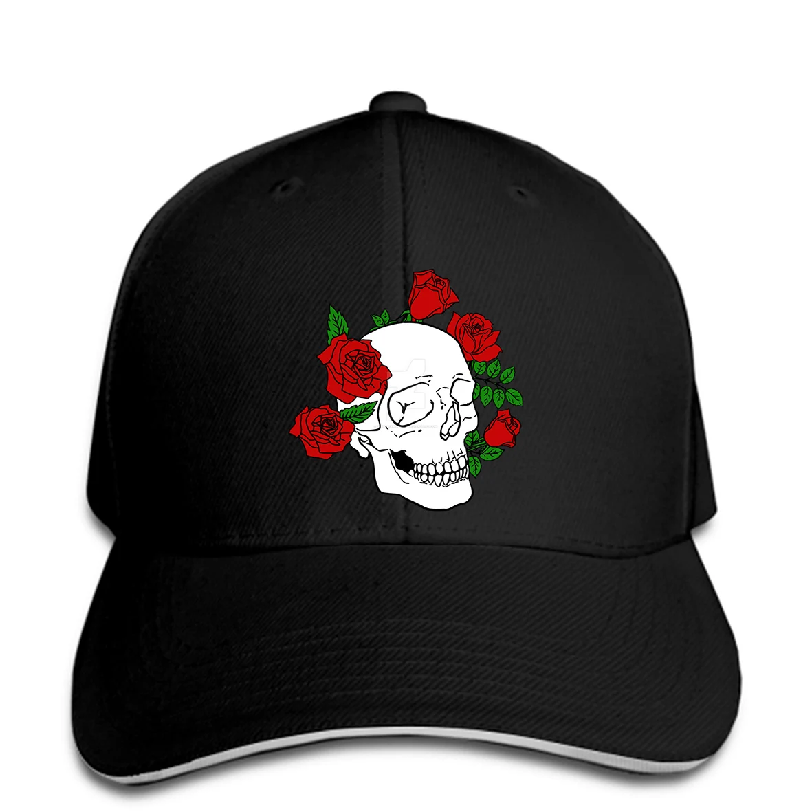 Мужская бейсбольная кепка с черепом и розовым черепом с логотипом розы, Женская Бейсболка