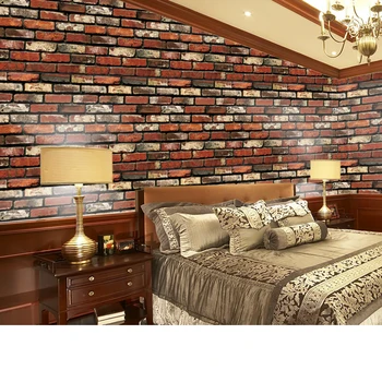 

Home Decor 3D PVC Vintage wall sticker Paper Brick Stone Rustic Effect Self-adhesive Home Decor Sticker living Room sticker