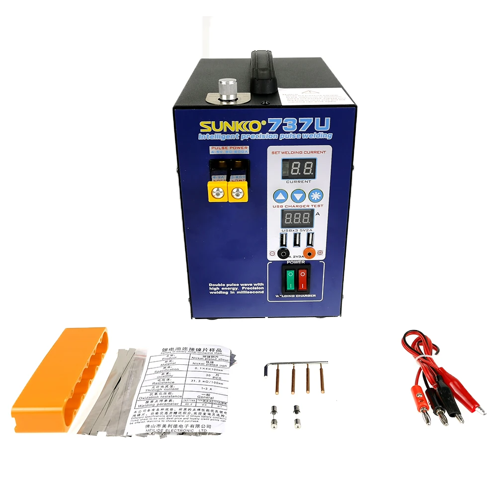 

Spot Welder Machine 2.8KW Double Pulse Battery SUNKKO 737U Spot Welding Machine LED Charging Test Port USB 18650