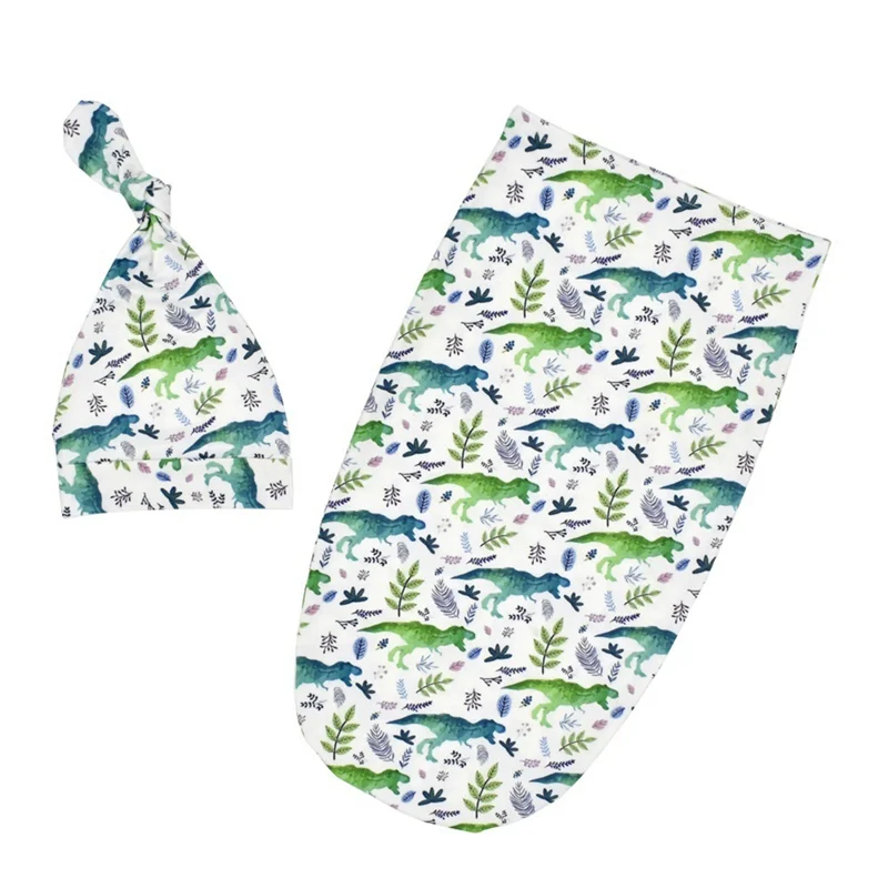 Детские спальные мешки+ шапочка для новорожденных пеленка с рисунком конверт для 0-3 месяцев хлопковое Детское Одеяло пеленка спальный мешок - Цвет: A2