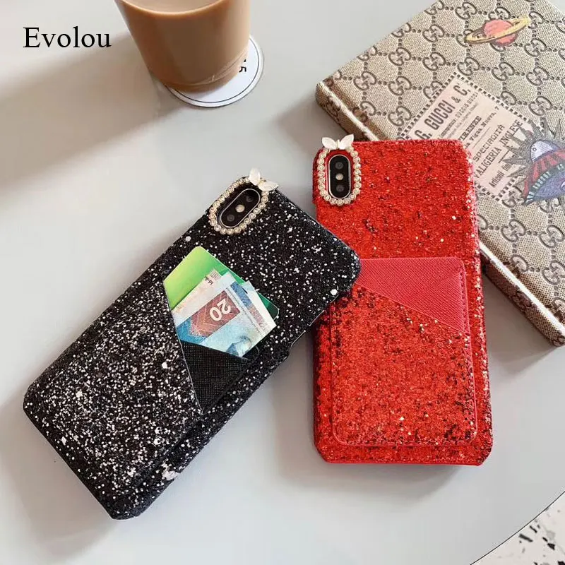 For Samsung Galaxy J7 Pro J5 2016 J2 J3 J4 J6 prime Shining Glitter phone Case A6 A5 A8 Plus 2018 Card Cover | Мобильные телефоны и