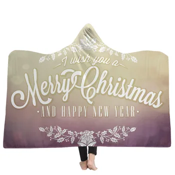

Aggcual Christmas Hooded Blanket for Adult kids gift print Arctic Fleece Cape soft Wearable blankets for beds winter warm L004