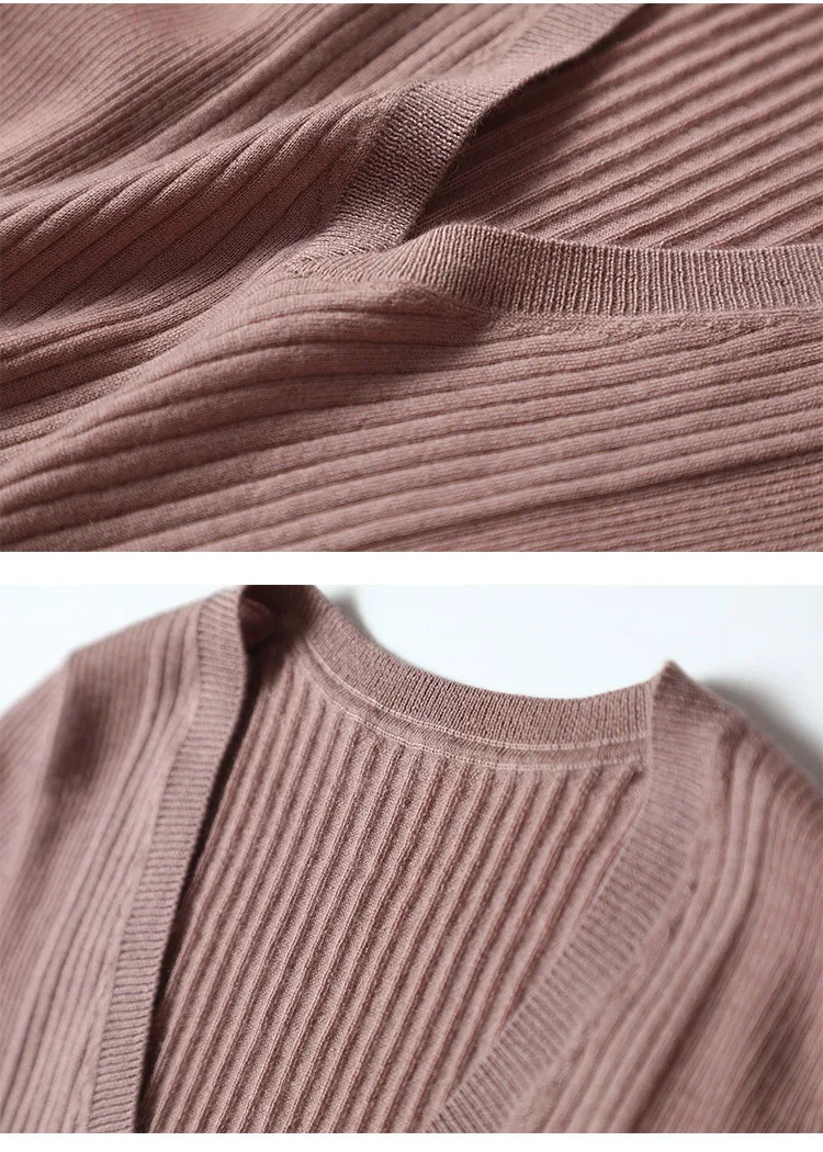 Новая мода кашемировый v-образный вырез короткий рукав свитер с продольными жилками для женщин