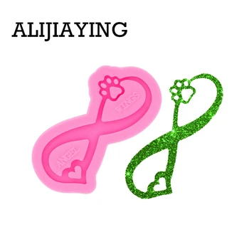 

DY0397 Glossy Infinity Heart and Paw Keychain Mould Silicone Resin Mold for Epoxy Jewelry Making DIY Crafts Necklace