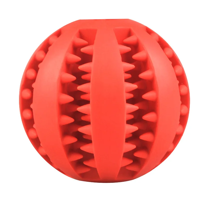 Red Мягкая прочная игрушка для домашних животных, кошек, собак, резиновая игрушка для просачивания зубов, шлифовальный тренировочный мяч, популярный жевательный мячик для чистки зубов для щенков - Цвет: Red