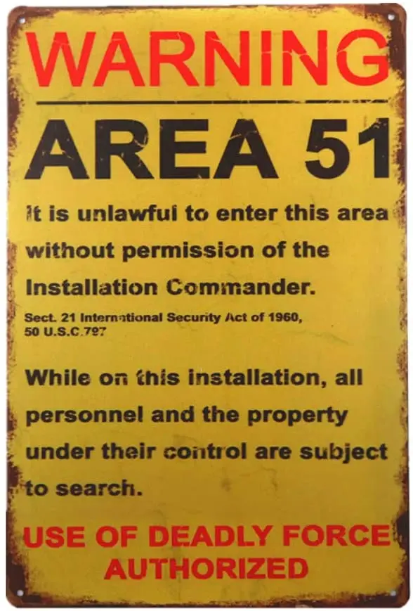 dingleiever-Funny Decorations Vintage Warning Signs Area 51 Garage Poster Outdoor Yard Sign Funny Gifts