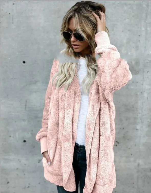 Lugentolo, Женская куртка, модная, высококачественная, осенняя и зимняя, имитация меха, теплая, хлопковая, двухсторонняя, анти-кожа, модная куртка - Цвет: Розовый