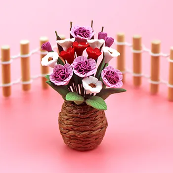 

1:12 Dollhouse Miniature Furniture Home Mini Potted Plant Model Toy Exquisite Flower Bonsai Pretend Play Doll Houses Kids Gift