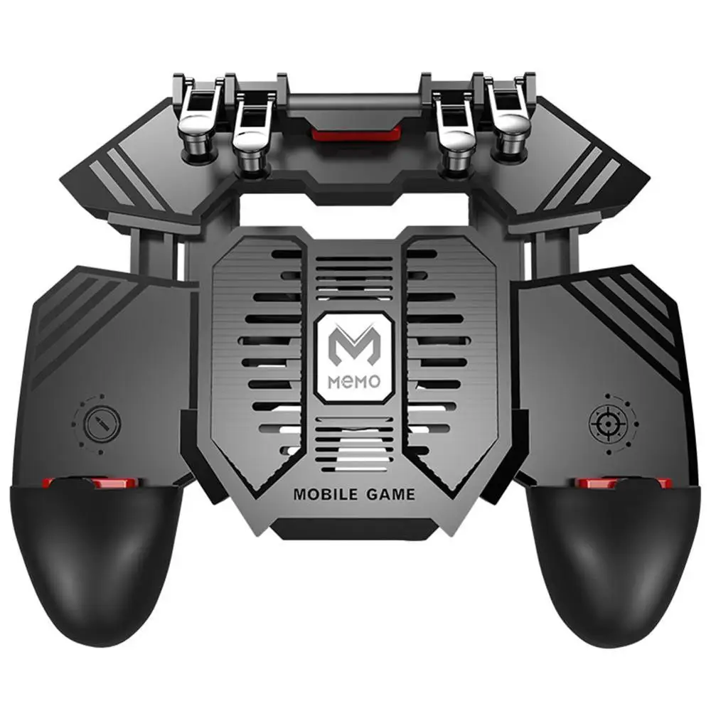  AK77 Six Finger All-in-One PUBG Mobile Game Controller with Dual Fans Free Fire Key Button Joystick