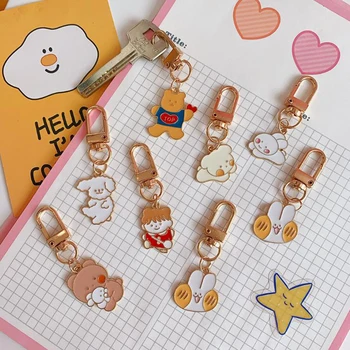 

1 Pcs Cute Rabbit Puppy Dog Bear Keychains Metal Earphone Case Pendant Girls Student Backpack Trinkets Korean Stationery Gifts