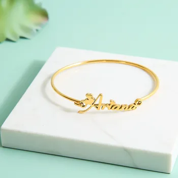 

Fashion Stainless Customized Name Bracelet Creative Digital Creative Text Bracelet For Gift