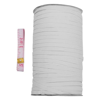 

1 Set 6mm Elastic Band Versatile Elastic Belt Decorative Clothing Accessories Belt for Clothes Mask with One Measuring Tape