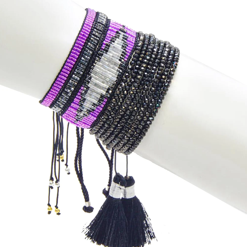 

Go2boho Crystal Bracelets Femme Woven Friendship Jewelry Trendy Multilayer Pulsera Tassel Charm Jewellery Miyuki Beads Bracelet