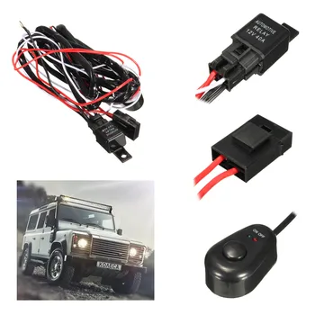 

Fog Light Lamp Wiring Harness Socket Wire Connector 40A Relay Kits Fit LED Work Lamp Universal Harness kit with mouse style witc