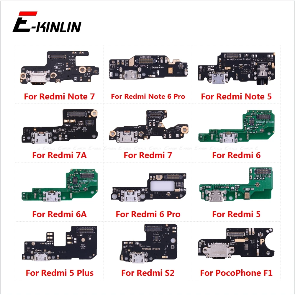 

USB Charging Charger Dock Port Board Microphone Mic Flex Cable For XiaoMi PocoPhone Poco F1 Redmi Note 7 6 5 Pro Plus 7A 6A S2
