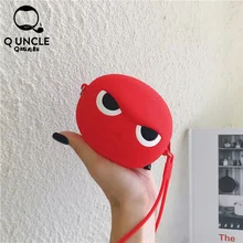 Q UNCLE красная сумочка кошелек для монет для девочек гарнитура для хранения ключей карманный мини сумка-мессенджер милый кошелек силиконовые сумки на цепи через плечо