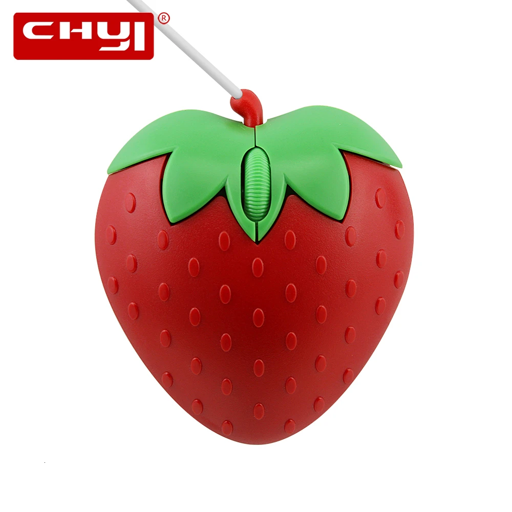 CHYI, проводная мини-мышь с милым рисунком клубники, 3D мышь для Gilr, подарок, USB, оптическая мышь, 800 dpi, компьютерная, офисная, для ноутбука