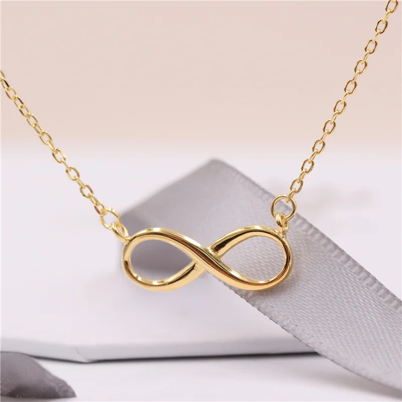 

S925 Silver Necklace Women's Pendant White Collar 8-Word Infinite Symbol Elegant Korean-style Simple Short