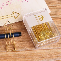 Trombone en forme de flèche doré, 12 pièces/boîte, Clip de reliure, signet, accessoires de bureau, trombone, Clip Patchwork 