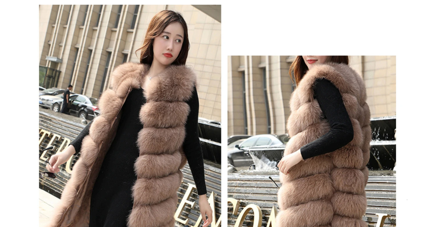 Clearance Real Fur Vests Long Winter Women Fur Vest Female Sleeveless Genuine Fur Vest Ladies Fashion Luxury Slim Warm High Quality 2019 12