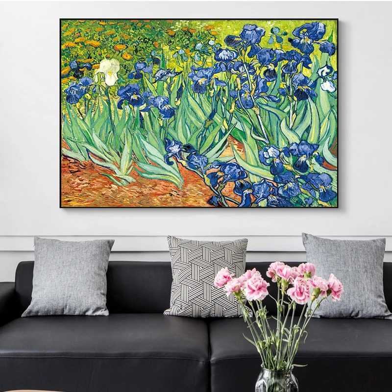 Ирисы цветы Ван Гога холст картины репродукции на стене импрессионист Искусство