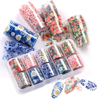 

Nail Foil Marble Butterfly Series Nail Stickers Flower Design Mix Florals Transfer Nail Art Wraps Decoration DIY Accessories