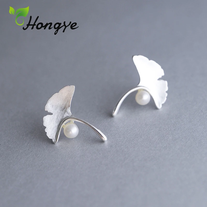 Стильный серебряный 925 Gingko листья висячие серьги Femme Подлинная пресноводного жемчуга завод Висячие Большой Шарм Bijoux