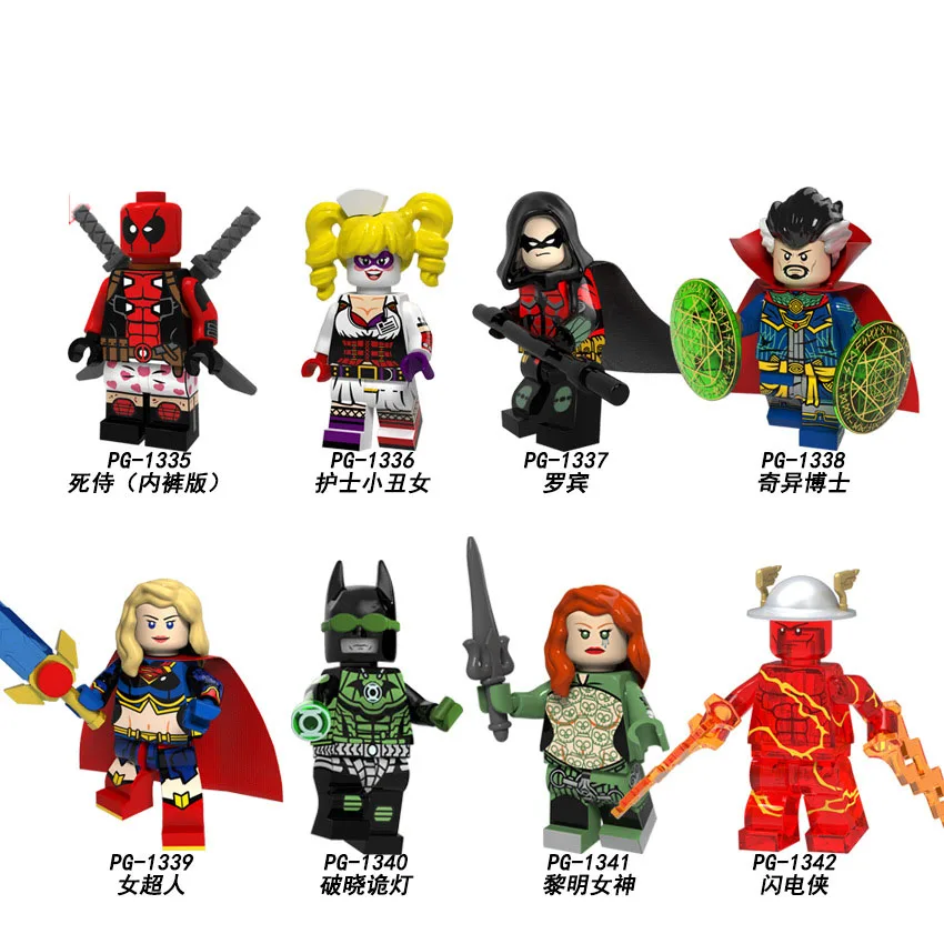 

PG8164 8PCS Set Building Blocks Guard Aurora Dawnbreaker The Flash Deadpool Bricks Figures Model Gift For Children Toys