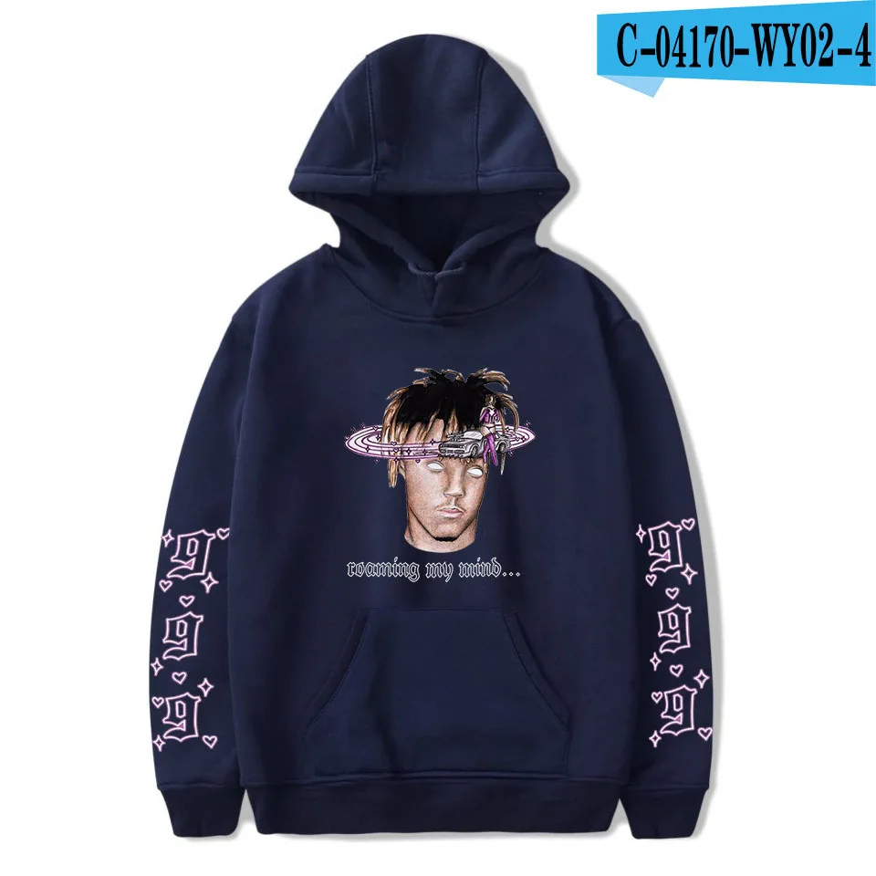 Juice Wrld свободные мужские и женские Большие размеры 4XL толстовка с капюшоном более размера d толстовка модная одежда товар - Цвет: Navy blue-B