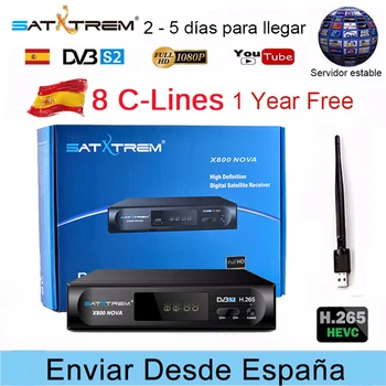

Receptor DVB-S2 Satellite TV Receiver Decoder + Europe cam 8 cline for 1 year spain +USB WIFI support H.265 IPTV TV BOX