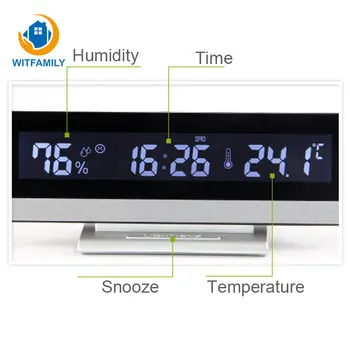 

Electronic Battery with Snooze Function Desk Temperature Humidity Clock LCD Big Large Screen LED Display Electronic Alarm Clock