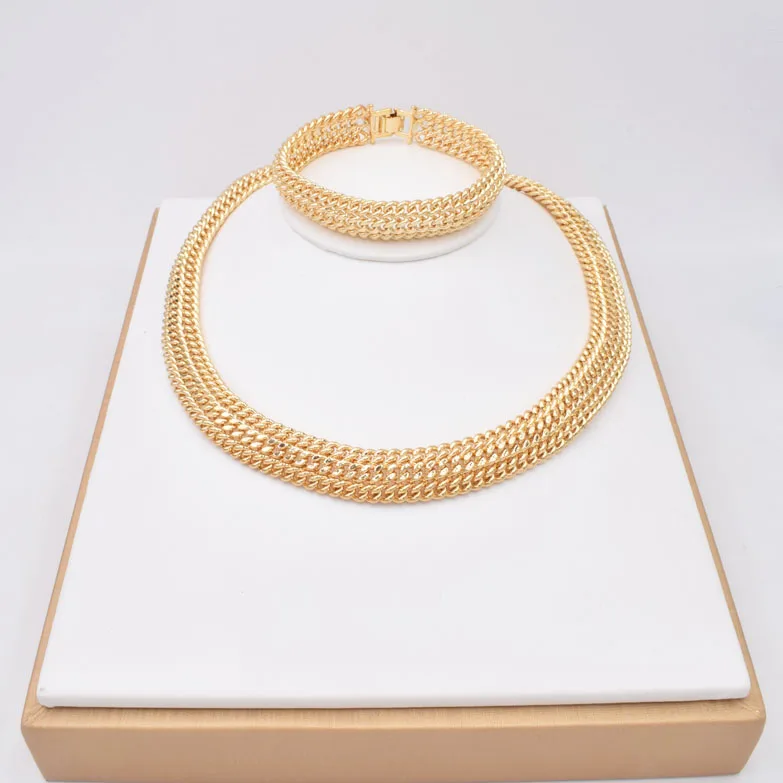 

Jewelry Sets For Women Gold Color African Beads Jewelry Set Party Accessories Necklace Earrings Set Wholesale