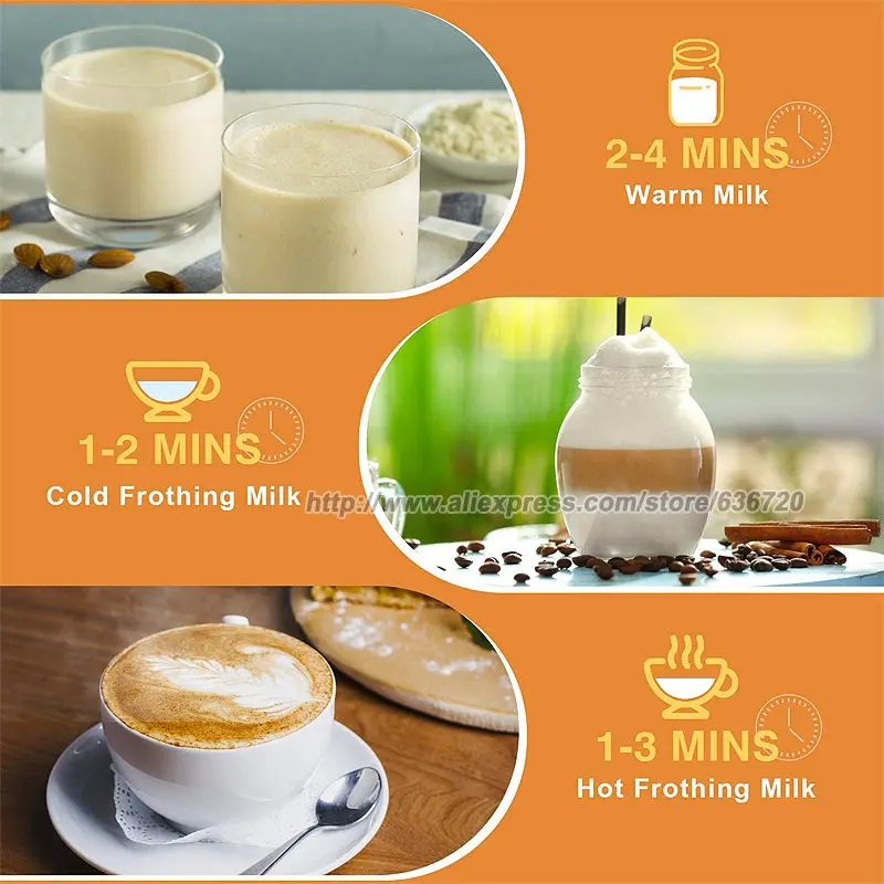  Espumador de leche instantáneo, espumador de leche eléctrico,  fabricante automático de espuma fría y caliente y calentador de leche para  café con leche y vaporizador de leche eléctrico (enchufe de EE.